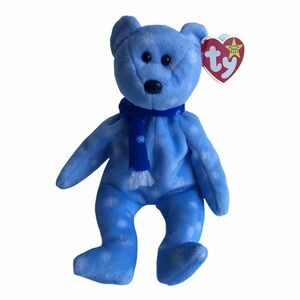 Ty Beanie Babies 1999 Holiday Teddy Bear Plush Toy Blue White Snowflake NWT Y2K